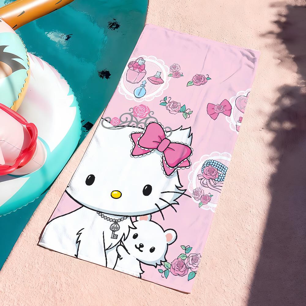Sa Cute C-Charmmy-Kitty Cartoon Towel Quick Dry Soft Yoga Swimming Fitness Mountain Climbing Large Beach Towels