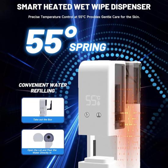 5-10s Hurtig Varm Håndklæde Dispenser, 55°C Konstant Temp., 500ml Tank, Auto-Tør & Sikker, Bærbar til Spa, Ansigtsbehandling, Badeværelse & Hjem