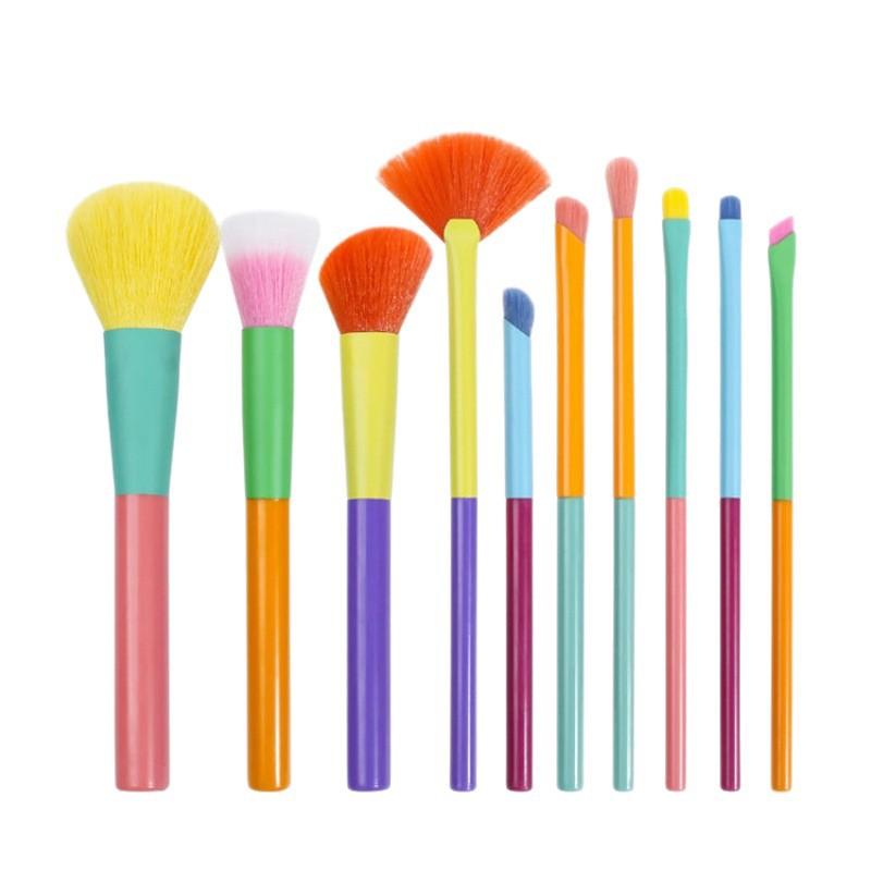 10 Watercolor Makeup Brush Set Full Set of Multi-Color Color Portable Beauty Makeup Tools