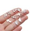 30Pcs Mirror Polished Stainless Steel Charms Geometry Cross Shape Blank Pendants for DIY Bracelet Jewelry Making Accessories
