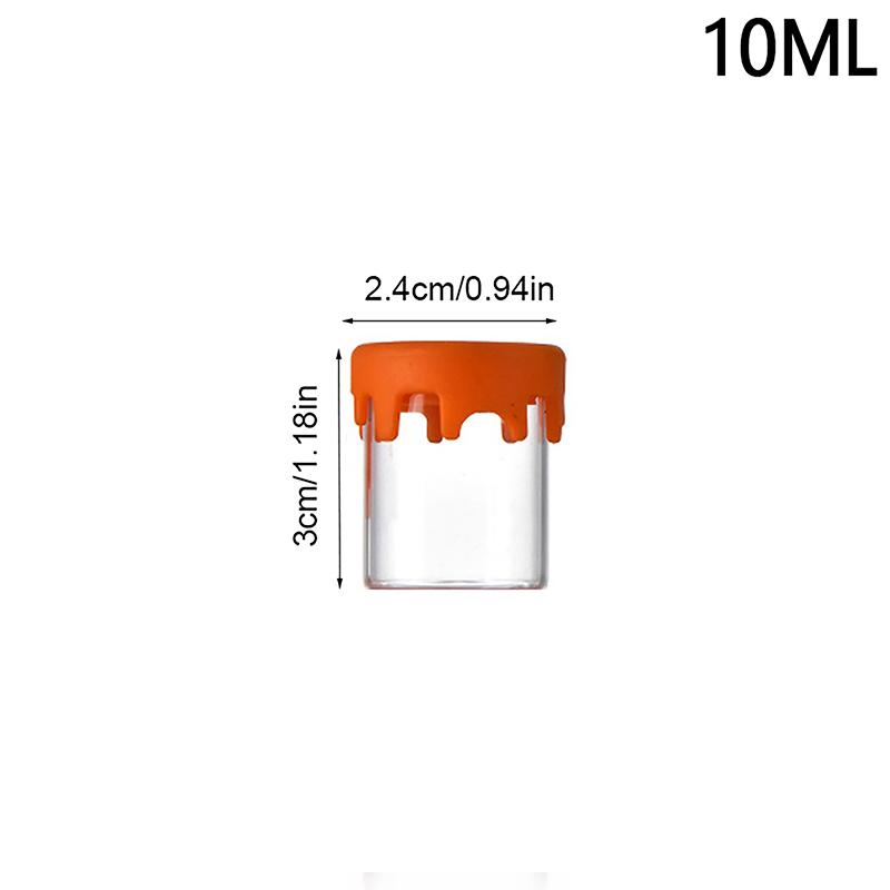 

2 шт. стеклянные банки с силиконовой крышкой, чехол для банок, бутылок, контейнеров для воска, кухонных ящиков для хранения трав, пустых бутылок, аксессуаров 10ML