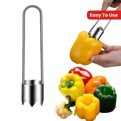 Stainless Steel Fruit&Vegetable Corer, Red Bell Pepper Seed Remover, Universal Kitchen Gadget for Apple,Pear,Tomato,Pepper