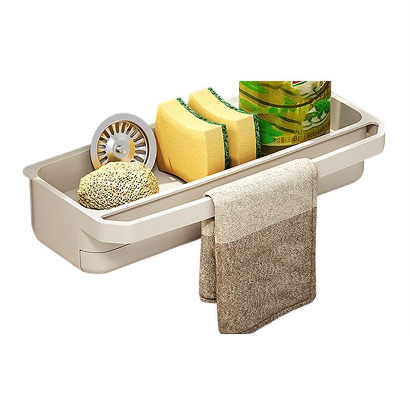 

ABJI-Kitchen Sink Organizer Rack,Expandable Self-Draining Shelf For Sponge,Faucet Storage, Soap Drainer With Design белый
