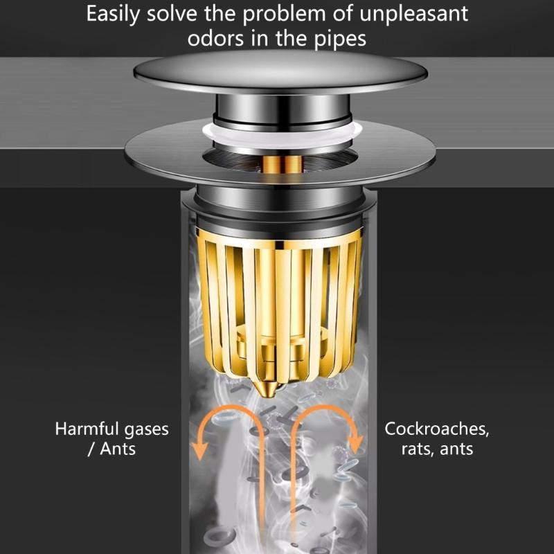 Copper Drain Filter Bounce Cores Sink Drain Plug Sink Basins Drain Basket Sink Stoppers for Bathroom Kitchen Enduring