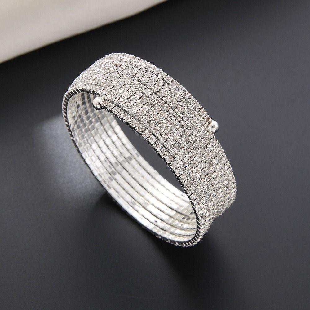 Rhinestone Upper Arm Bracelet Gold Color Full Shiny Rhinestone Bangles  Jewelry Accessories