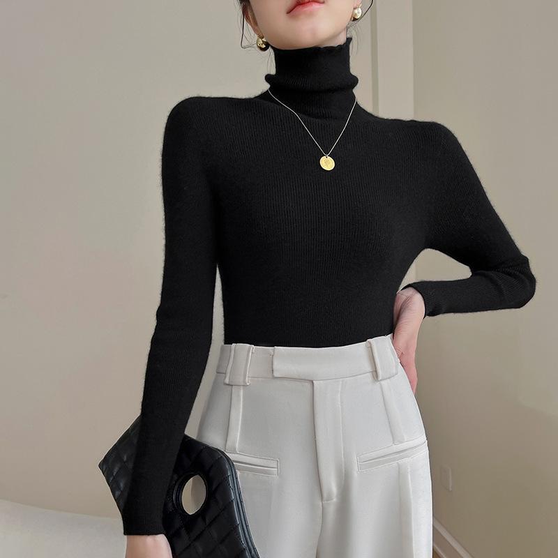 Little Goat Pure Cashmere Women's Slim-Fit Black Turtleneck Sweater