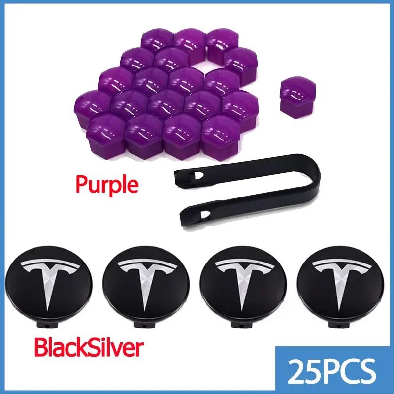 56mm Center Hub Caps for Tesla Model 3 Y S X Car Wheel Valve Cap Tire Lug Nut Protective Cover Exterior Decoration 25pcs / 29pcs