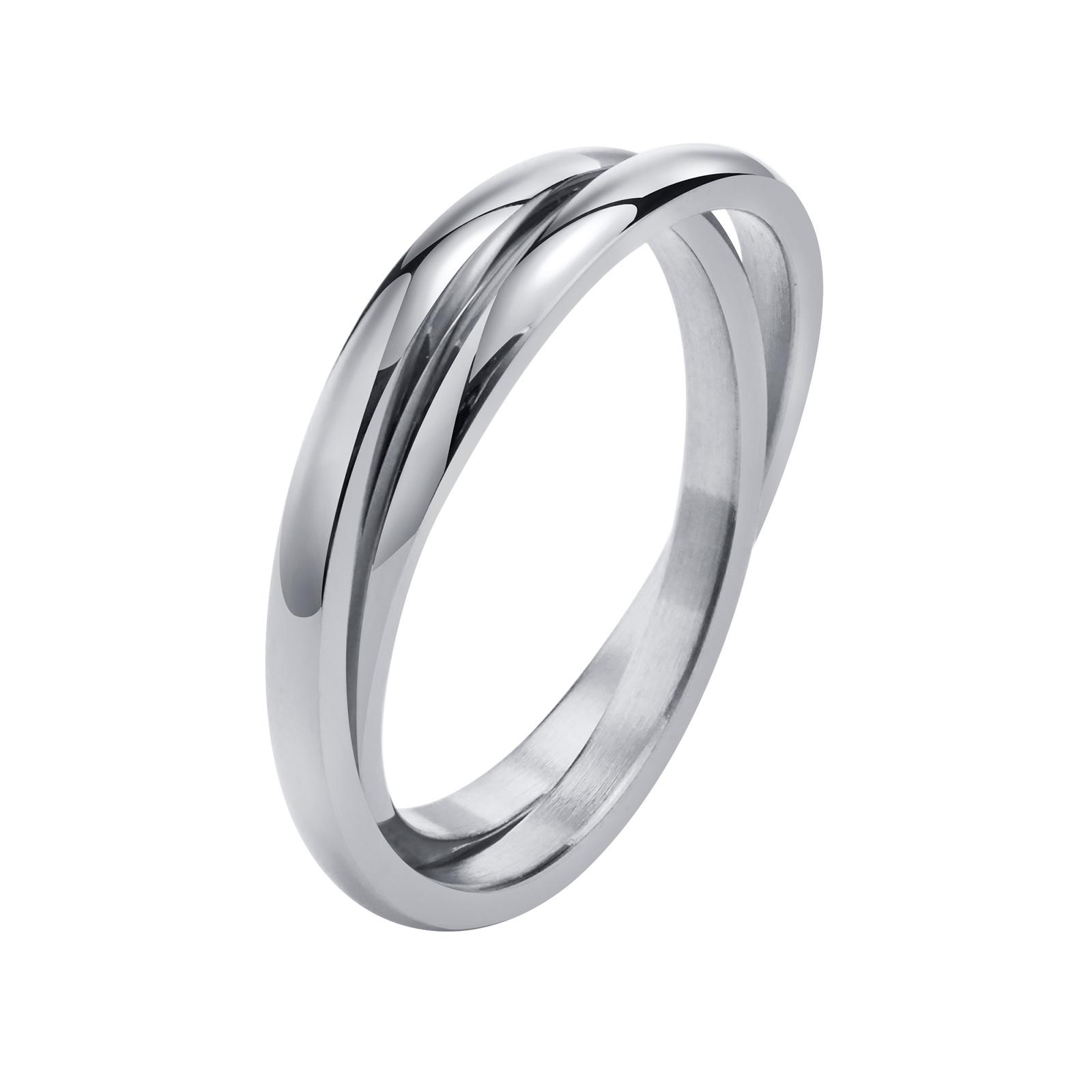 

Thin Interlocking Ring for Women, Stainless Steel Set of 2 Circles Ring, Rolling Infinity Jewelry US ring size 09