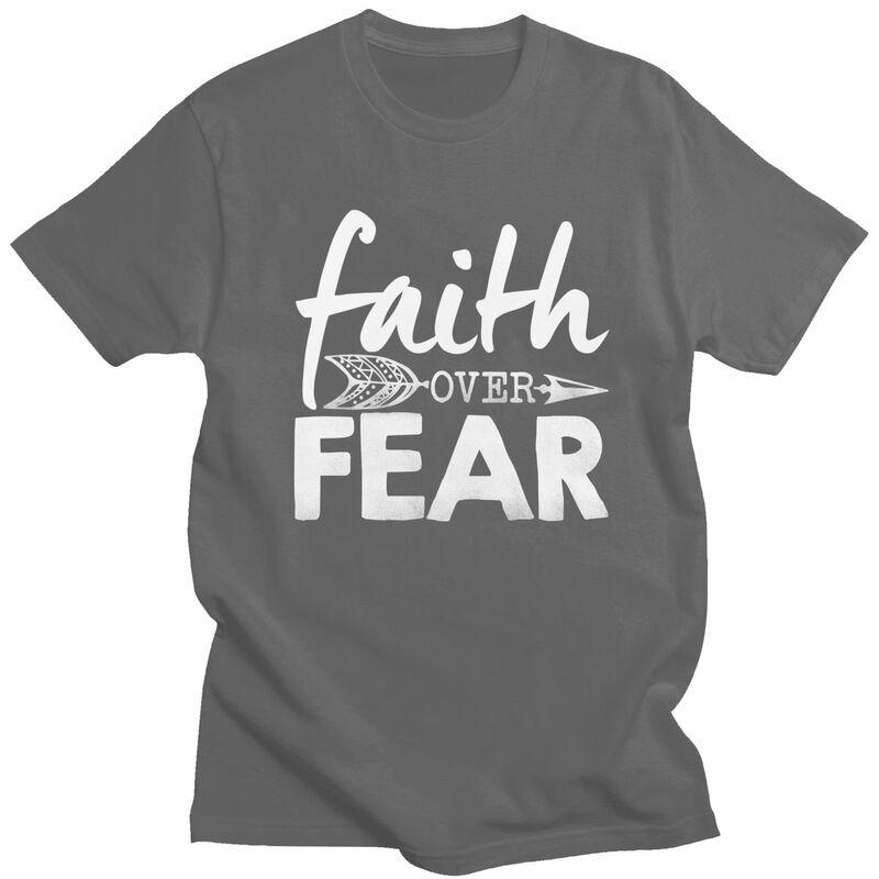 Custom Faith Over Fear Christian Arrow T Shirts Men Pure Cotton Tee Tops Tshirt Tshirt Clothes