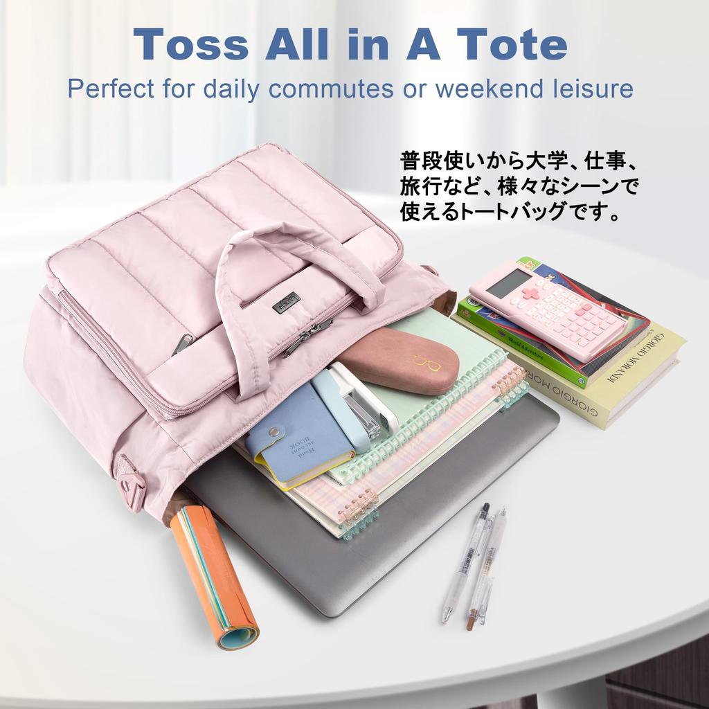 Luxja Teacher Office Tote Lightweight with File Divider Fits Multifunctional for and Business Pink Bag, Bag, (500g), Pocket, 15.6-inch Laptops,