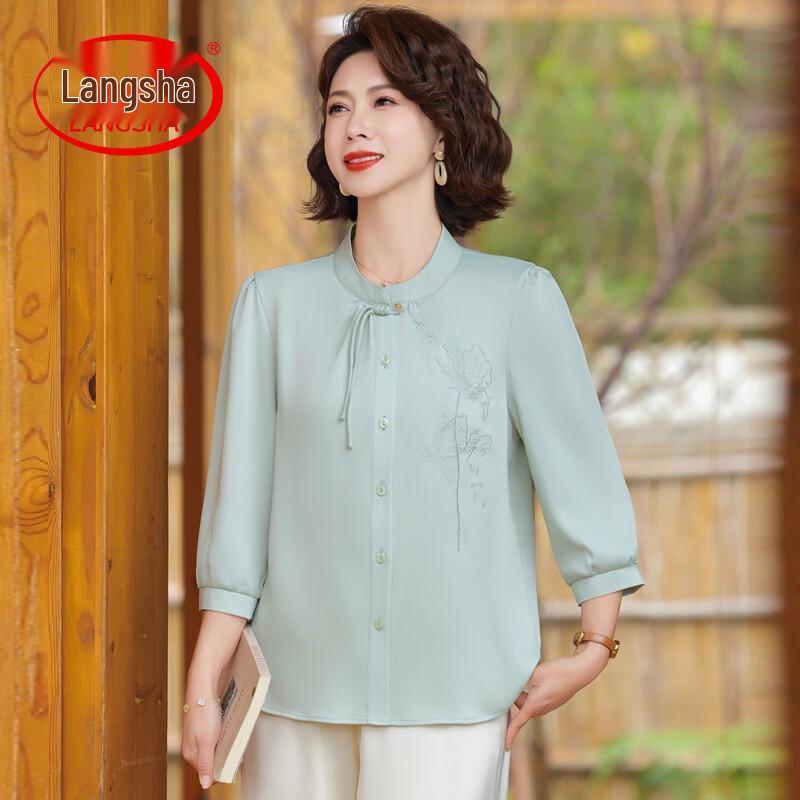 LangSha Mom s New Chinese Style Floral Blouse 4XL