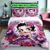 Betty Boop Duvet Cover Set - 3pcs Polyester Bedding Set with Digital Print, 1 Comforter Cover & 2 Pillow Shams