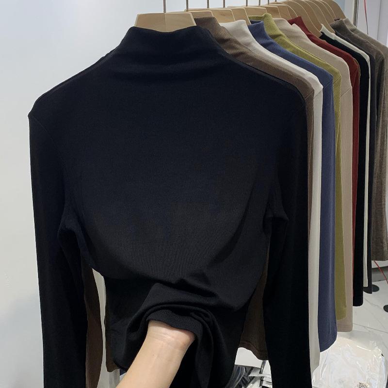 

Трикотажная рубашка с полувысоким воротником для женщин, осенне-зимний стиль, новый стиль, фактура, приятный для кожи и мягкий внутренний верх XL