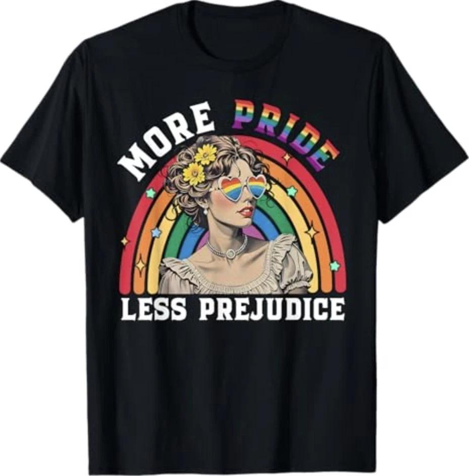 More Pride Less Prejudice Rainbow Vintage Pride Aesthetic T-Shirt S