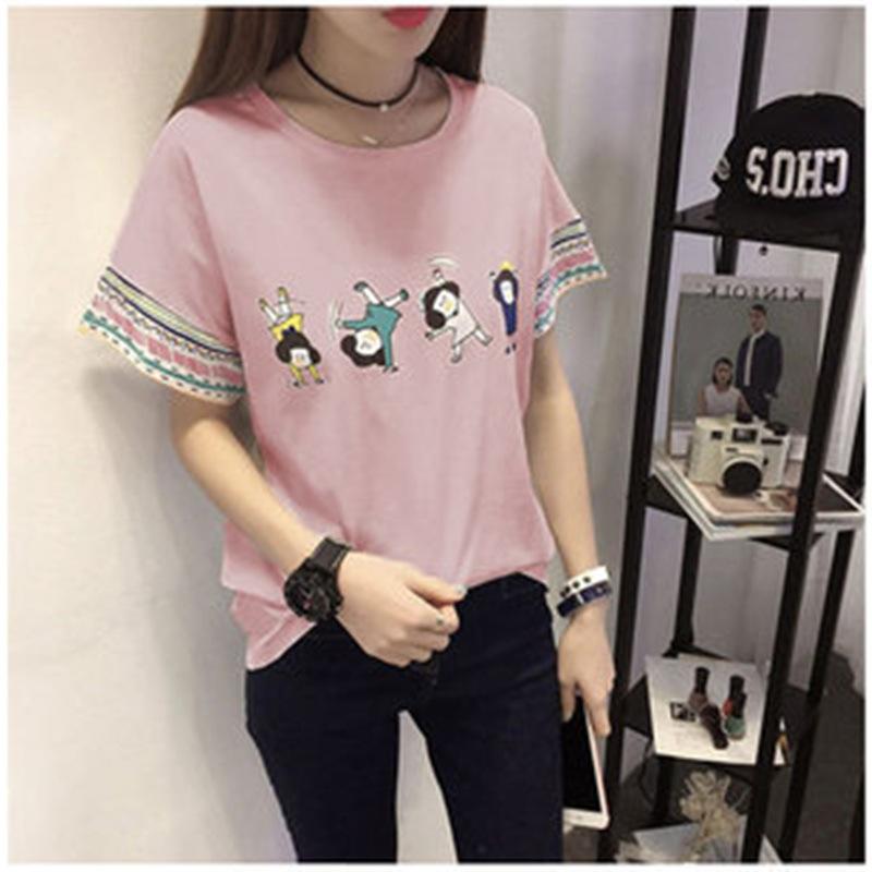 

Short-sleeved T-shirt for women s 2025 new summer loose student European goods big version of Shangchao brand clothes ins XL рожевий