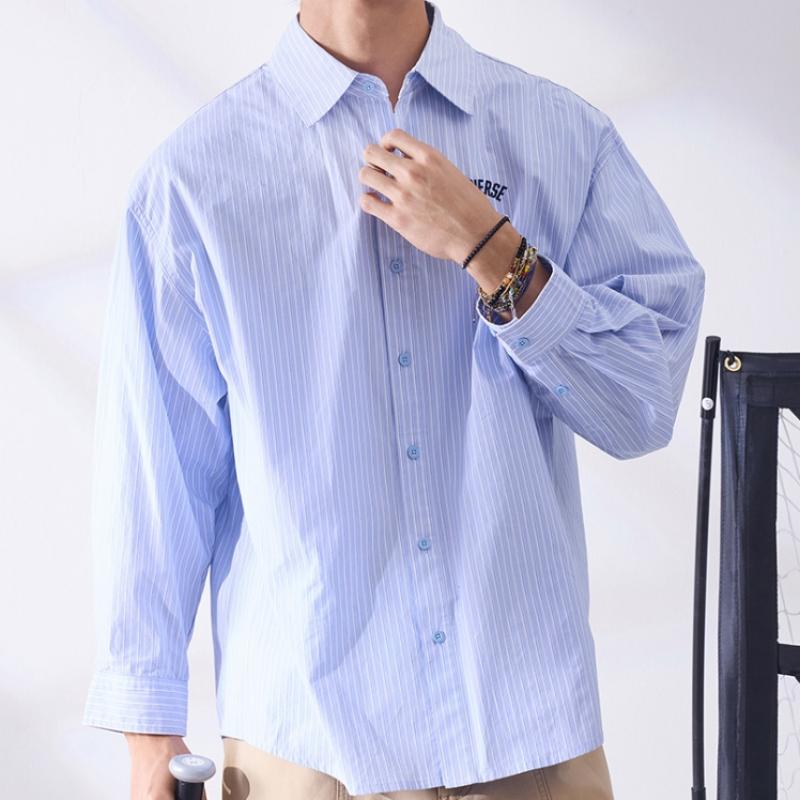 Converse Stripe Long Sleeve Woven Shirt Blue Mcj402 Ufc