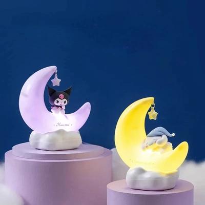 1PC Moon Night Light Cinnamoroll Kuromi Melody LED Light-emitting Ornaments USB Interface Desktop Decoration