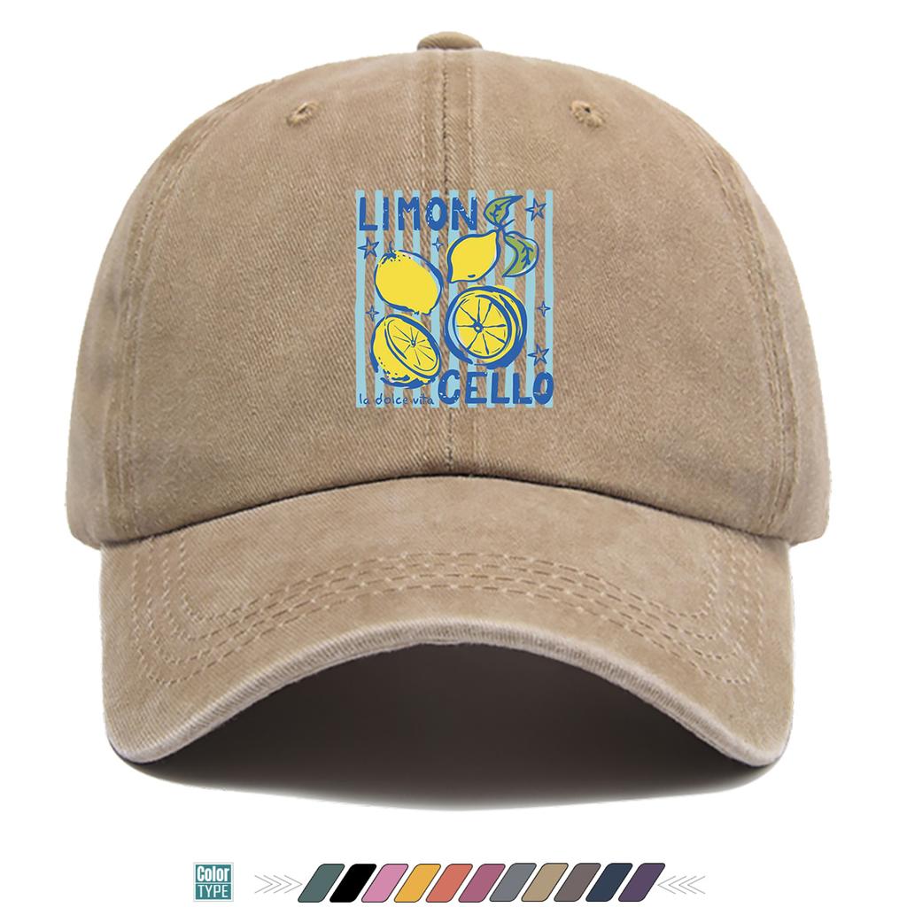 pc LemonThemed LIMONCELLO Printed Baseball Cap Fresh BlueYellow Contrast Design Comfortable Breathable Duckbill Hat Fash