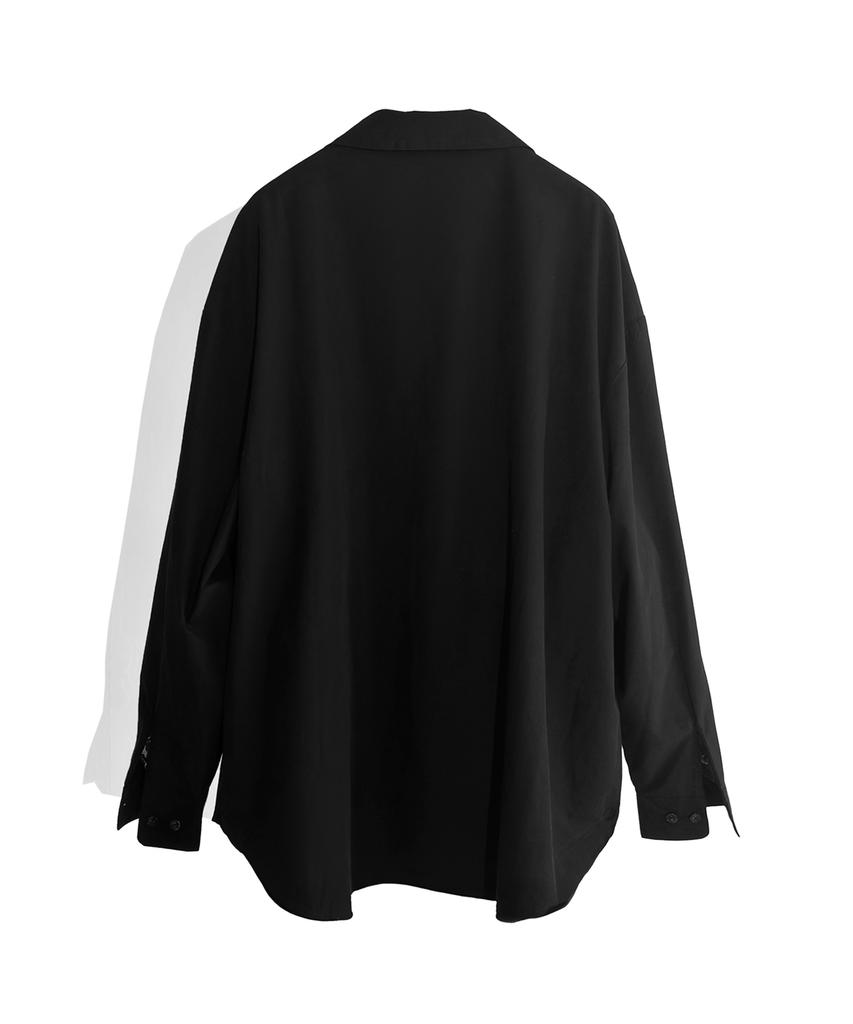 Kodeu Decorative Button Zipper Shirt_Bk