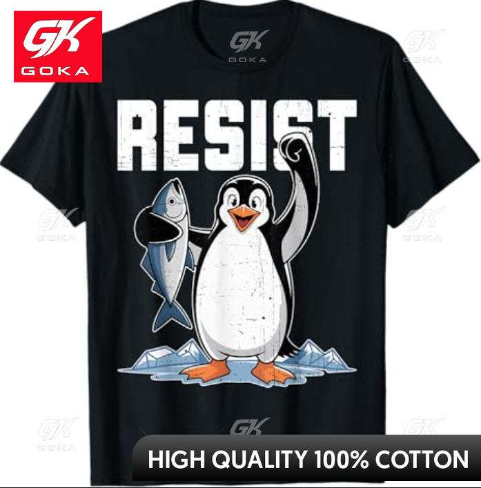 

Resist Penguin Activism Graphic Graphic T Shirts Unisexs Clothing New in Tops Tees Cotton Women Funny Summer Tshrits S