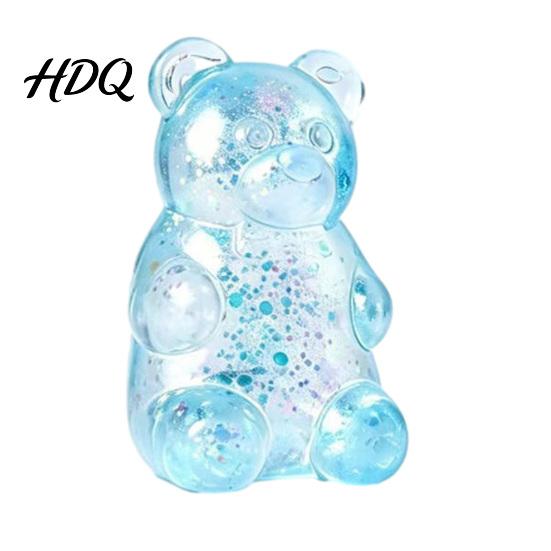 Stress Relief Gadget Mini Clear Bear Squeeze Toy, Sitting Sensory Desk Toy Soft Stretchy Sugar Ball Fidget Party Favors Kids