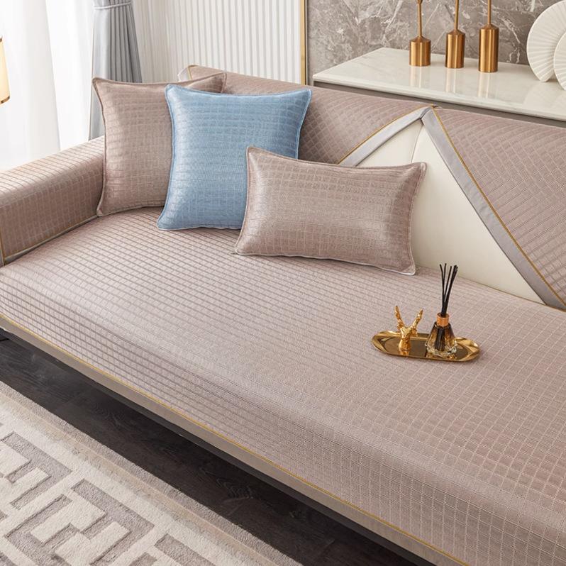Summer Ice Silk Sofa Cushion  Mat Sofa Cover Washable Machine Washable Ice Rattan Sofa Towel Sofa Cool Cushion