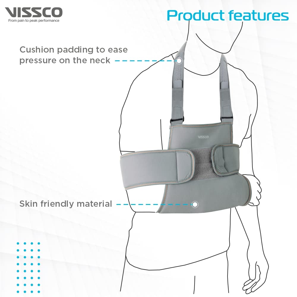 Vissco Shoulder Immobilizer, Shoulder Support for Shoulder Dislocation, Joint Injuries, Pain Relief Belt, Support Brace, Pain Reliever for Rotato