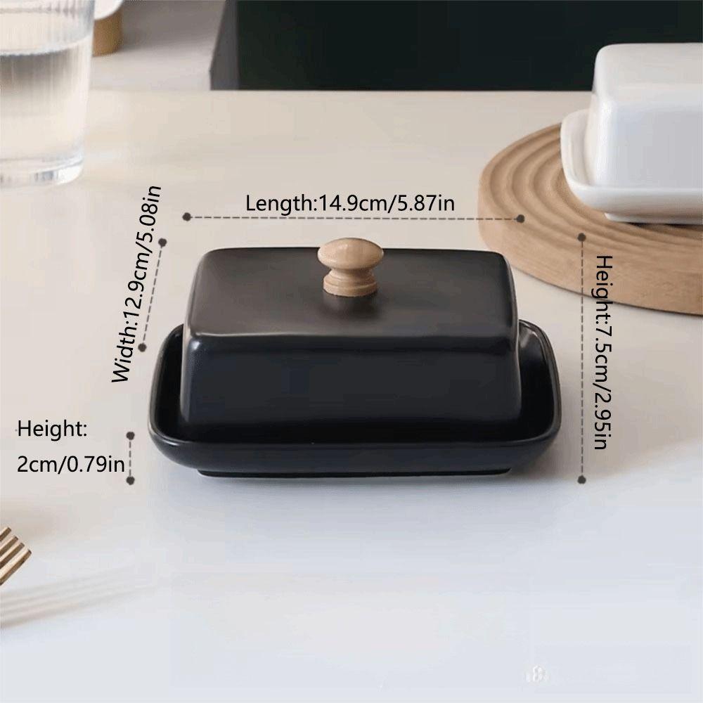 With Lid Ceramic Butter Dish Top Handle Sealed Butter Container Nordic Butter Plates  Snack