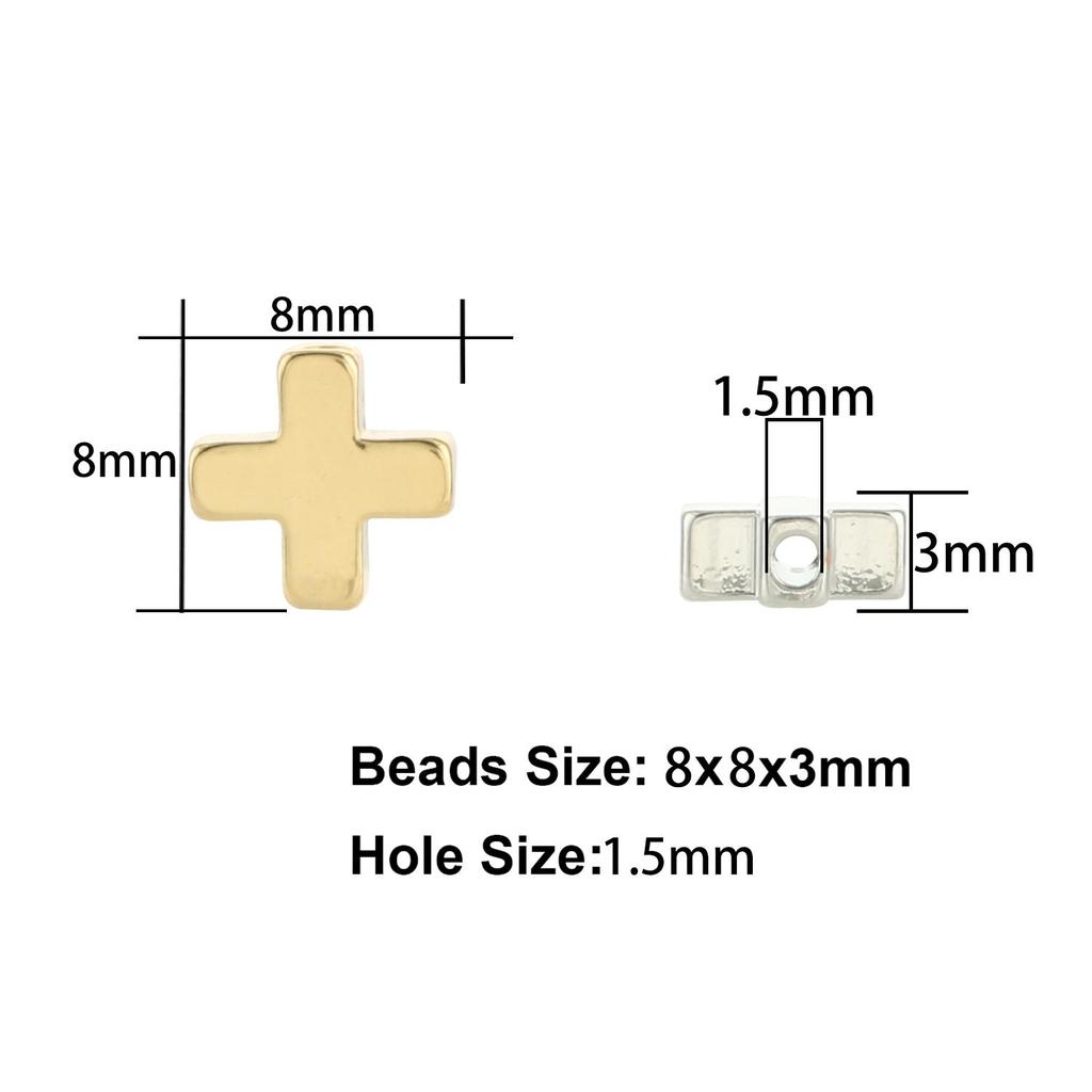 10pcs Copper Beads Charms Cross Heart Star Moon Beads Plated Crafts Color Retention Beads for Jewelry Making Diy Bracelet Necklace