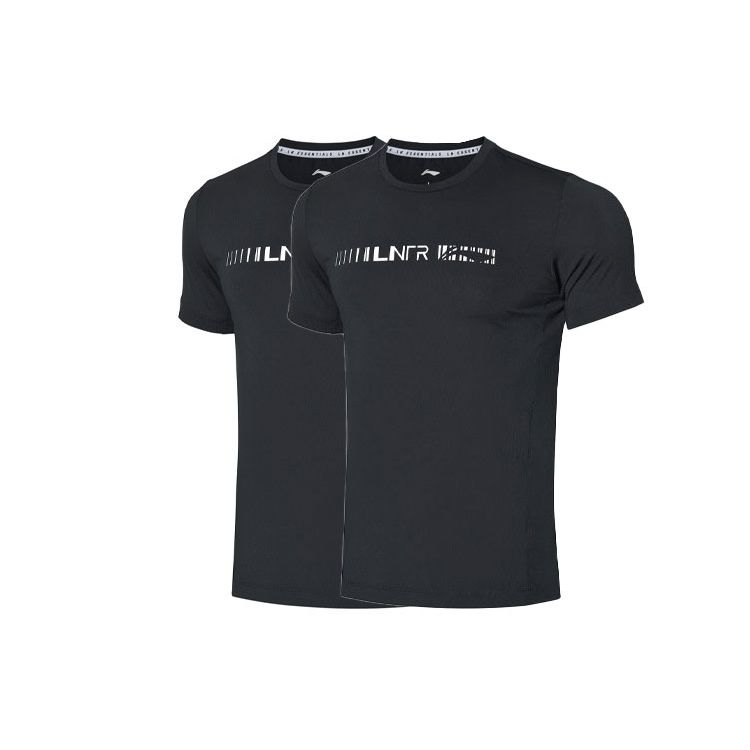 Li Ning Trainingsserie Schnelltrocknendes Rundhals-Sport-Kurzarm-T-Shirt Herren Tops Schwarz ATSQ059-1