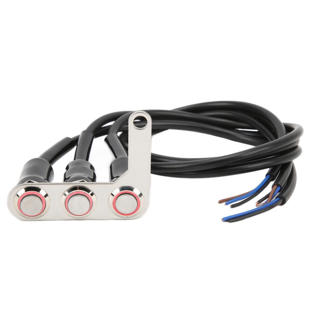 Motorcycle Handlebar Switch LED Stainless Steel Waterproof for Horn Headlight Spot LampLeft