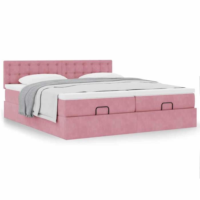 Maison Exclusive - Cadre de lit ottoman avec matelas rose 160x200 cm velours