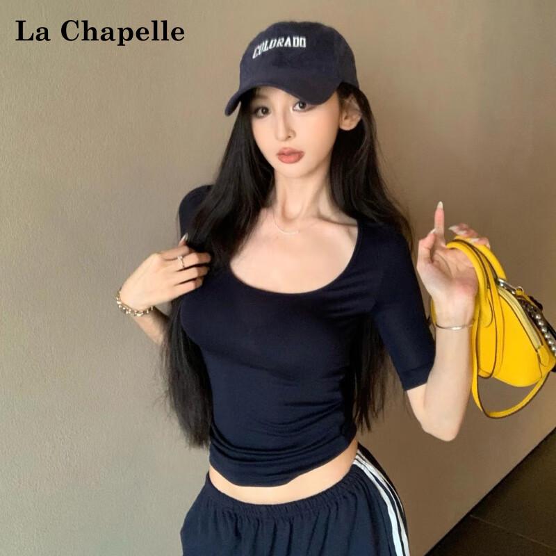 

La Chapelle Women s Slim Fit Mid-Sleeve Round Neck T-Shirt M