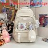 Color Solid Simple Letter Embroidery Student Backpack With Pendant And Badge