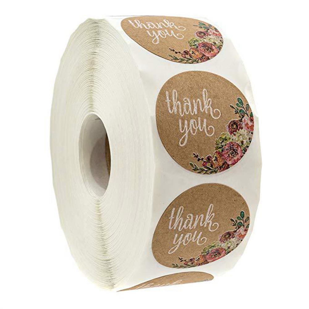 500pcs Thank You Stickers Green Flowers Thank You Labels for Birthday, Weddings, Giveaways, and Small Business Shipping Stickers