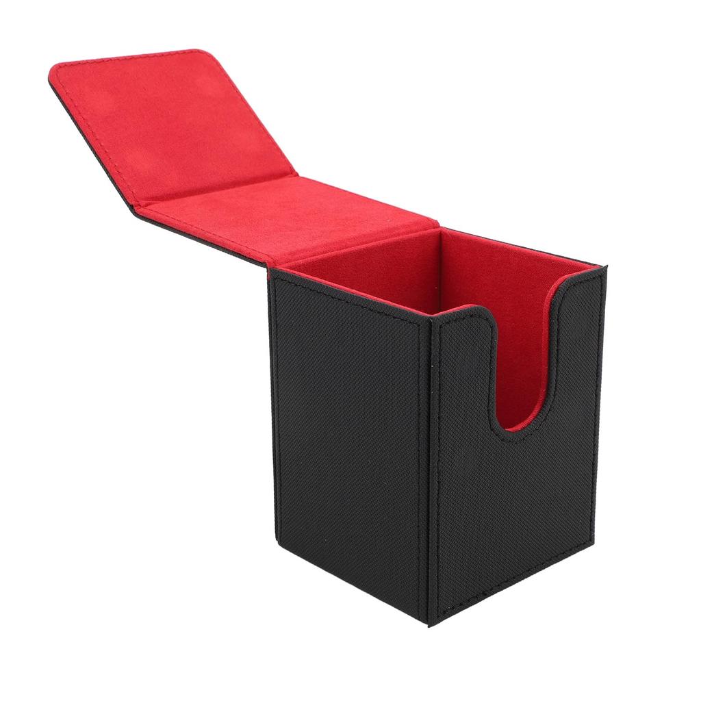 Magnetic Card Box Holds 100 Cards Scratch Resistant PU Leather Game Card Storage Case Vertical
