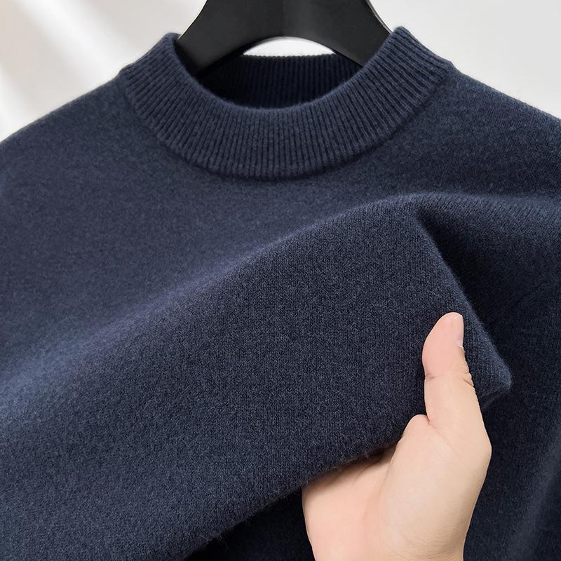 Men's Winter Australian Wool Half-High Collar Sweater – 100% Pure Wool, Thick and Warm.