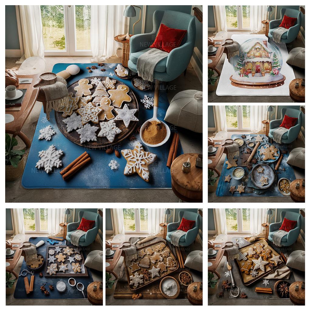 House Entrance Carpet Home Door Mat Living Room Bath Foot Bathroom Non-slip Water Absorption Rugs Bath Merry Christmas Winter