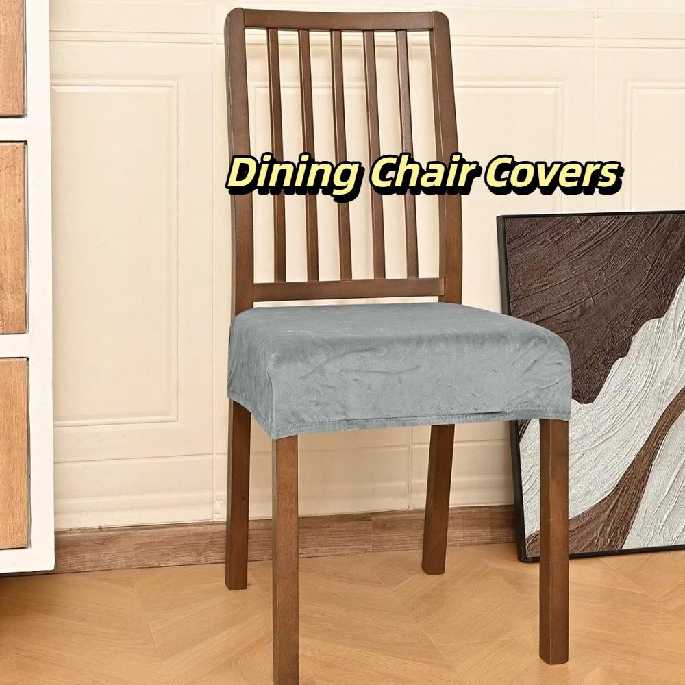 Fundas Elásticas de Terciopelo para Sillas de Comedor a Prueba de Polvo Extraíbles con Correa Fija Diseño Antideslizante Fundas para Cojín de Asiento