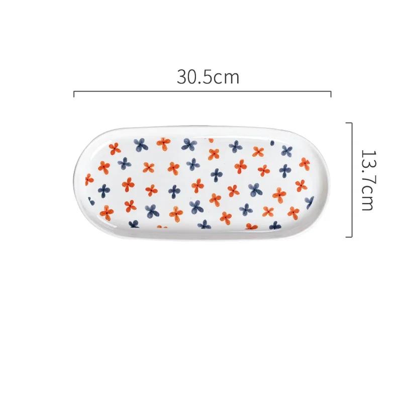 Retro Small Flowers Ceramic Plate Light Luxury Hotel Restaurant Steak Pasta Plates Exquisite Home Delicious Dishes Soup Bowl