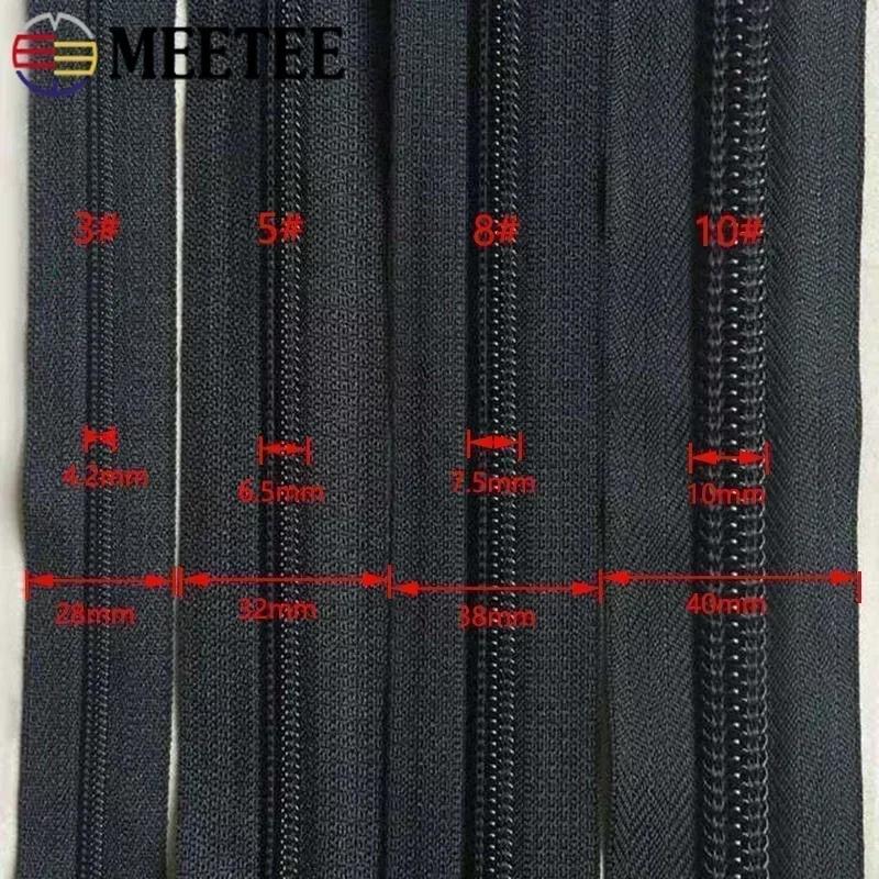 5/10M Meetee 3# 5# 8# 10# Czarne nylonowe zamki spiralne + suwak do szycia ubrań Zamki błyskawiczne Główka Zapięcie Naprawa zamka błyskawicznego Akcesorium DIY