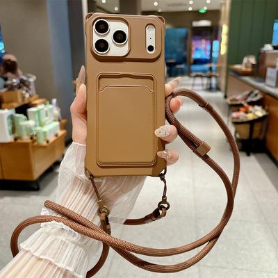 Weiche Silikon-Geldbörse Crossbody-Handyhülle für iPhone 17 Air 16E 16 15 14 13 12 11 Pro Max mit Riemen-Halskette Kartenhalter-Abdeckung