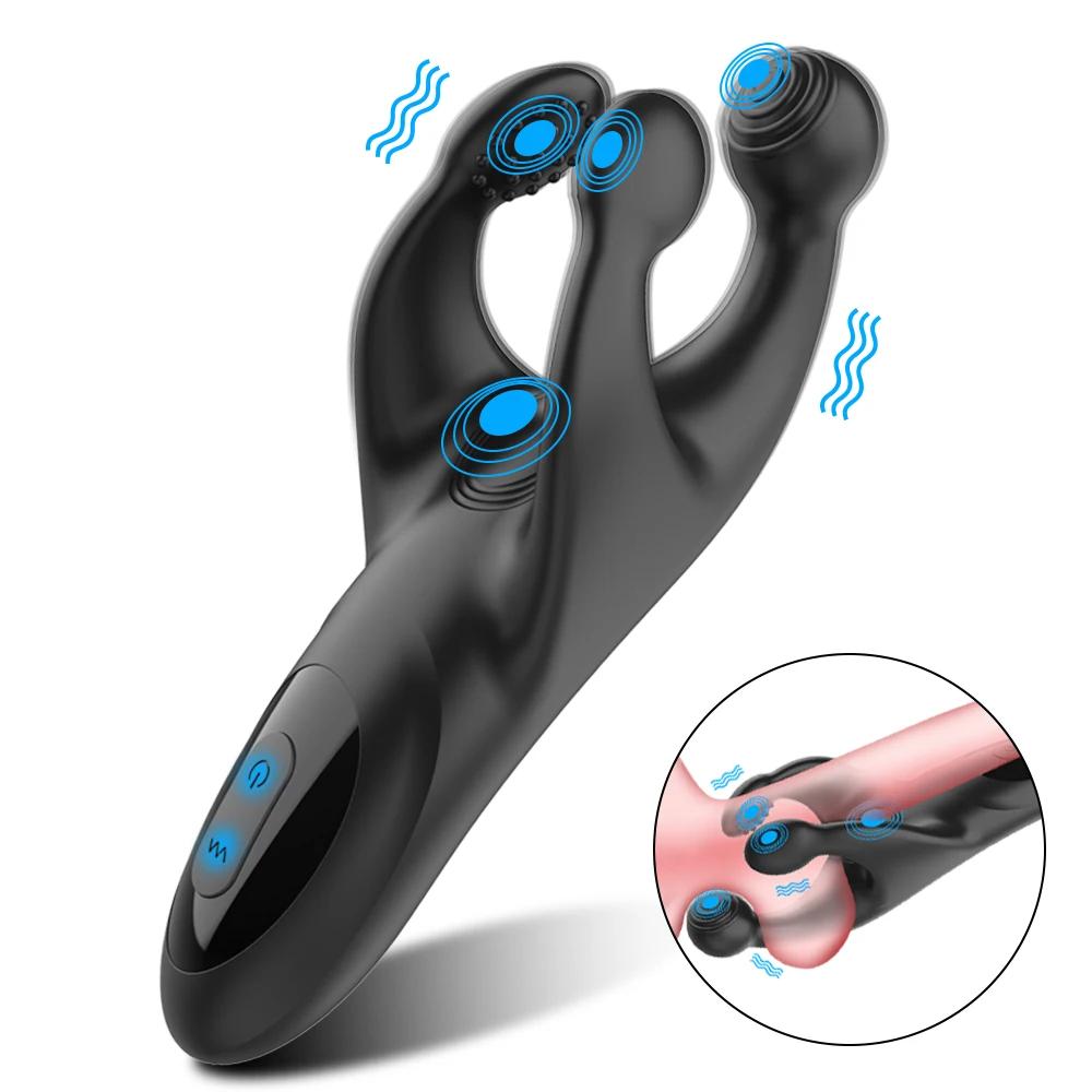 Masturbatore Esercitatore Stimolatore Glande Massaggiatore Allenatore Ritardo Picchiettare Pizzicare Vibrazione Stroker Pene Giocattoli Sessuali Per Uomini 18+