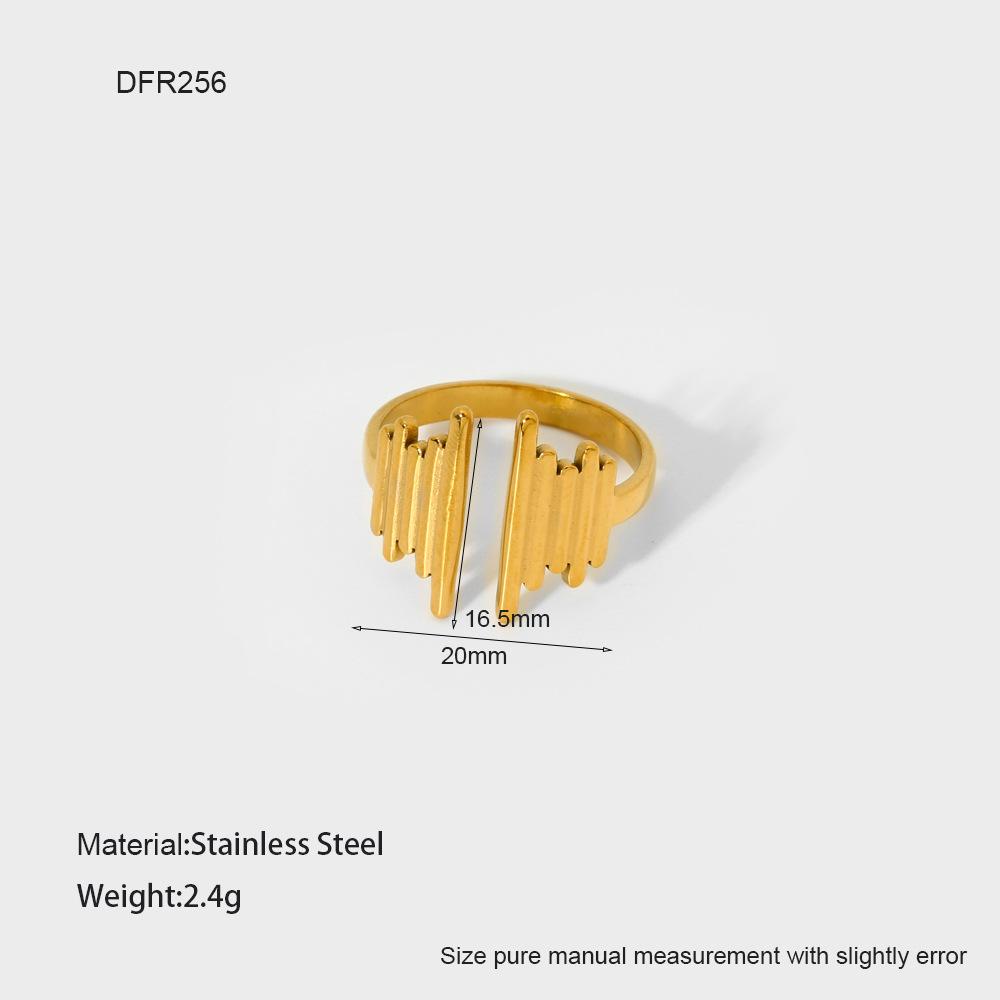 European and American Retro Exaggerated Irregular Hollow Opening Ring Female Non-fading Plated 18k Gold Stainless Steel Gold Ring