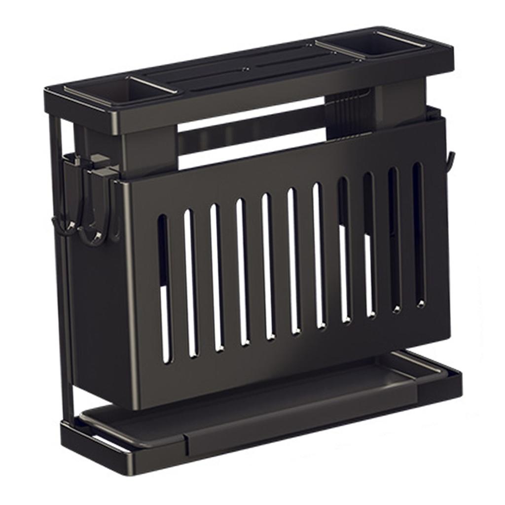 Kitchen Knives Chopstick Rack with Draining Tray Wall Mounted Multifunctional Utensil Knives Holder