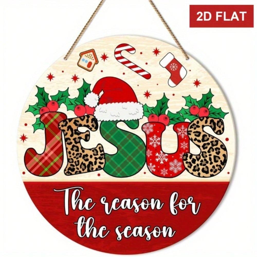 2D Flat Christmas Wall Art Leopard Print Holiday Decor Santa Snowflake Porch Sign