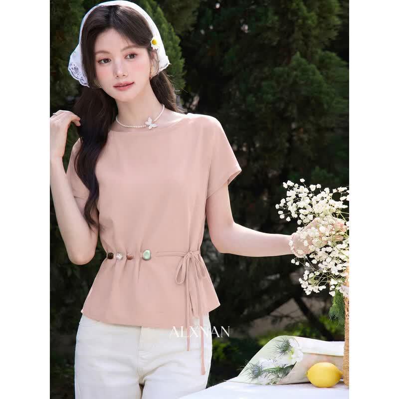 Luxiangnan Women's Slim Fit Short Sleeve T-shirt