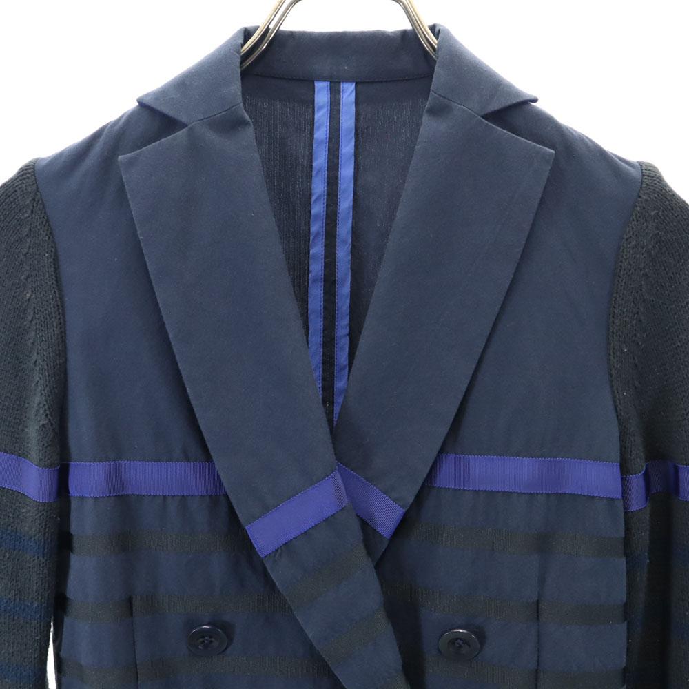 Sacai Luck Сделано в Японии Двубортный блейзер с переключением вязаного узора Женский Б/У