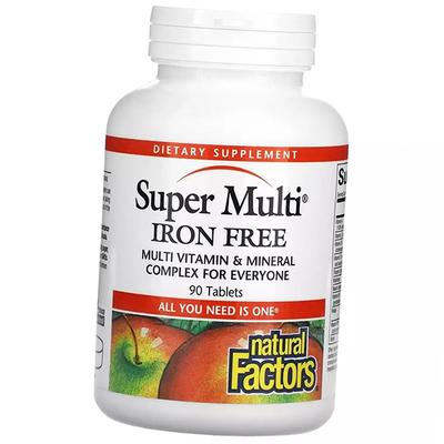 Multivitamins Without Iron, Super Multi Iron Free, Natural Factors  90tabs (36406036)