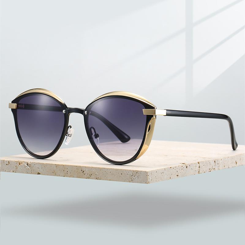 Fashion Ins Brand Design Shades Women's Retro Metal Rim Driving Anti UV Sunglasses Trendy Mirror Irregular Sun Glasses